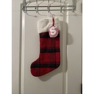 St. Nicholas Square 21" Plaid Christmas Holiday Stocking "S" Initial Multi-Color